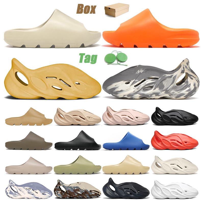 

With Box Slides Shoes Slippers Moon Grey Enflame Orange Platform Sandals Sneakers Mens Womens Kids Foam Runner Desert Sand Resin Bone Fashion Trainers, C31 analog 36-46