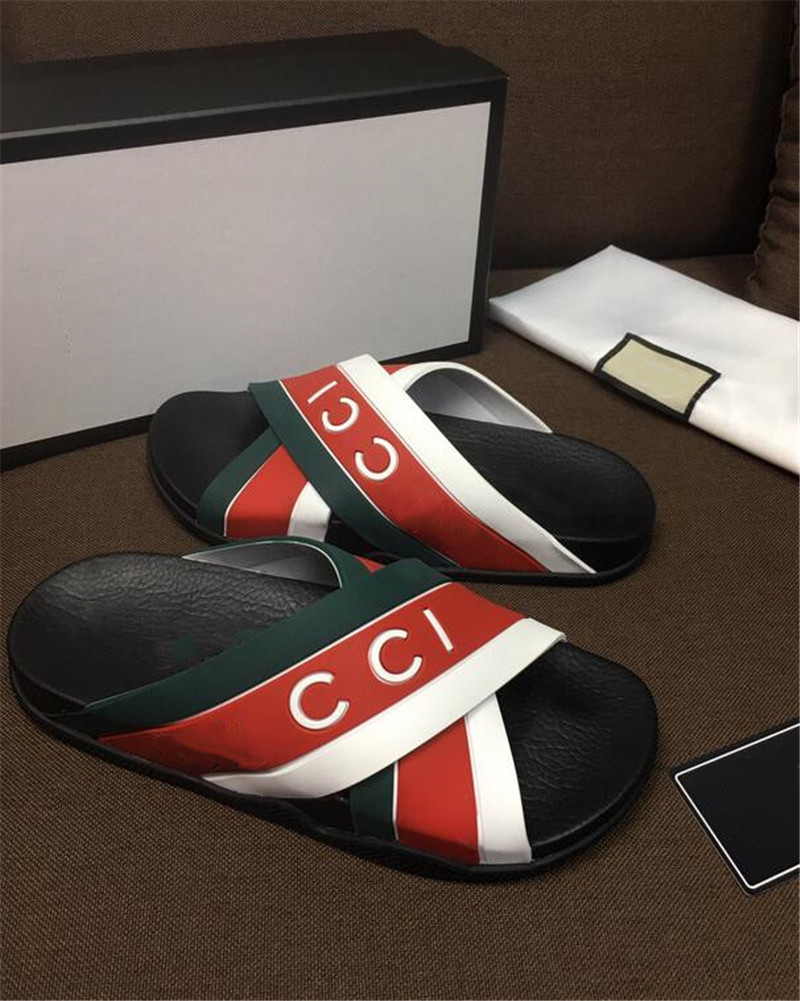 

Fashion Men's Casual Slippers base Beach slipper Good quality printing Leather shoes man flip flops comfortable open toed Sandals LETTERS-G52750