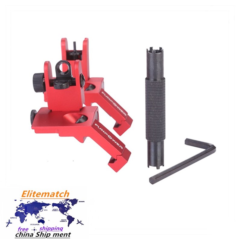 

red 45 degree offset flip iron front and rear spare sights