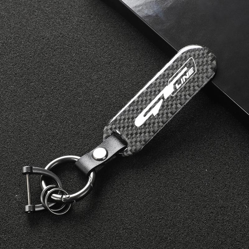 

Keychains Keychain For Sonata Kia GT LINE ELANTRA Sportage Stinger 2021 K5 Gtline Peugeot Carbon Fiber Car Logo Key Ring