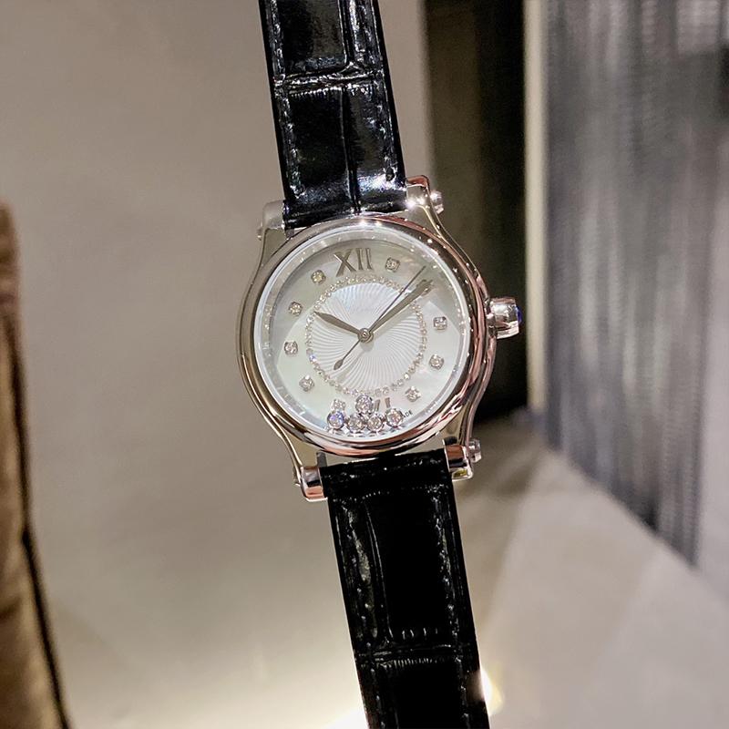 

Wristwatches Brand Casual Office Quartz Watch Women Luxury Crystal Leather Strap Stone Formal Clothing Jewelry Gift, 30mm white