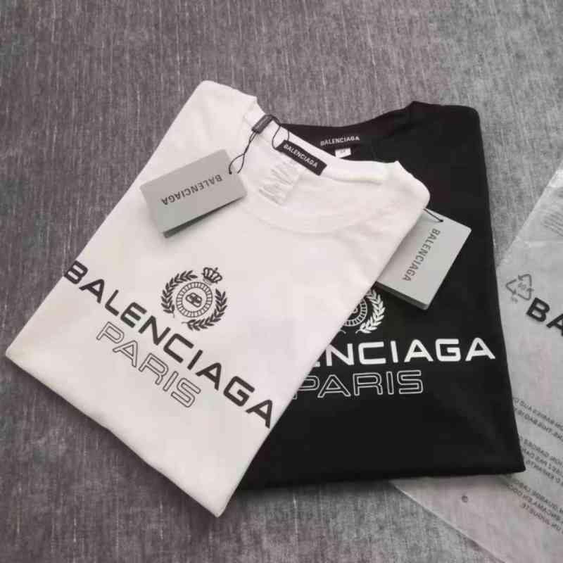 

Designer Trend T Shirt Summer Balencaigas 2022 Baleshijia Shirts Pure Cotton Round Neck Breathable Short Sleeve Women Loose Korean Couple, White (crown)