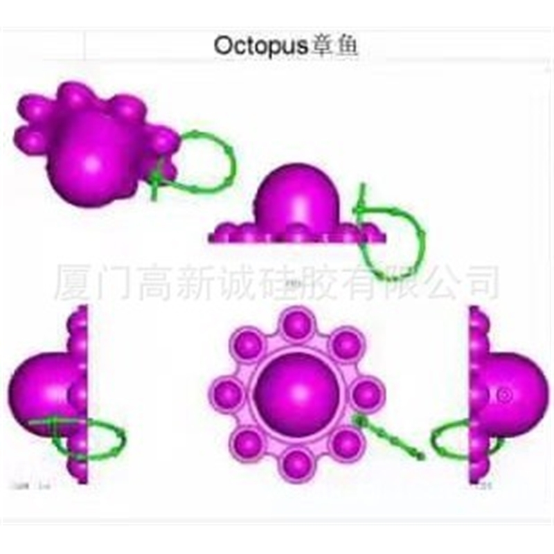 

New rat killing pioneer silicone bubble music decompression toy double face turning Octopus hand holding pendant key chain