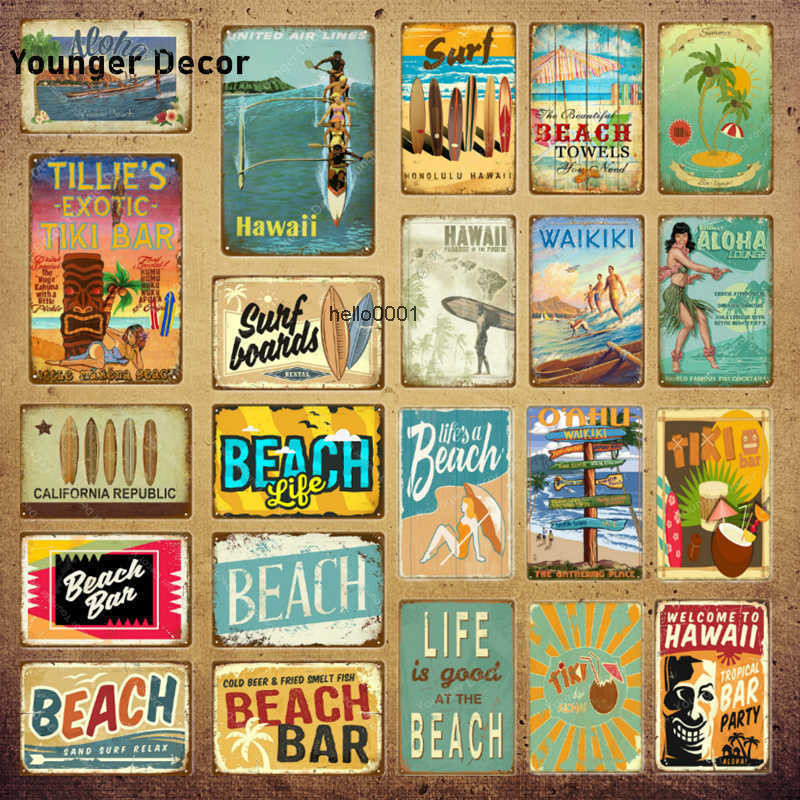 

Surf Boards Tin Signs Vintage Beach Party Wall Plaque Hawaii Tiki Bar Decor House Seaside Decorative Plate Aloha Carft YI-110