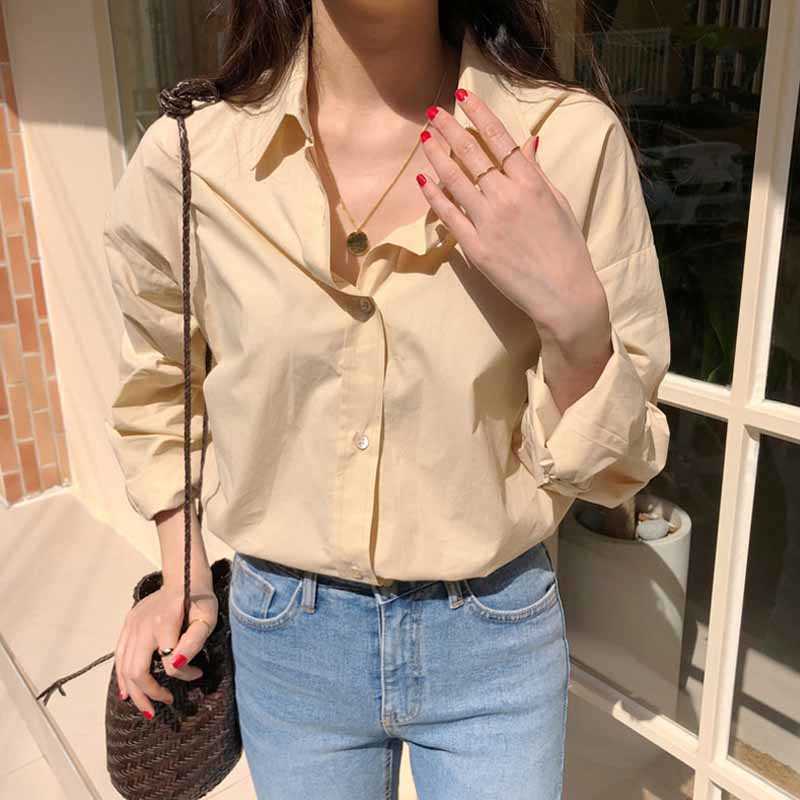 

Casual Loose Women Blouses Shirts Single-breasted Spring Long Sleeve Shirts Oversized Femme Blusas Korean Tops Chic 11297 210527, Yellow