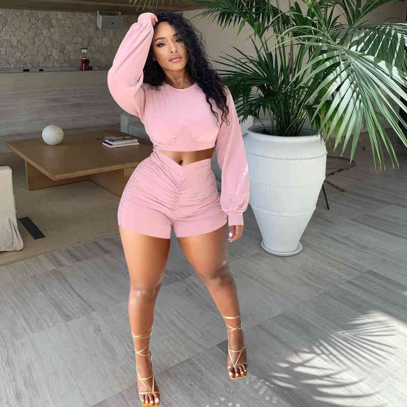 

Women Long Sleeve Round Neck Fashion Pleated Autumn And Winter Sports Leisure Two-piece Set, Gray
