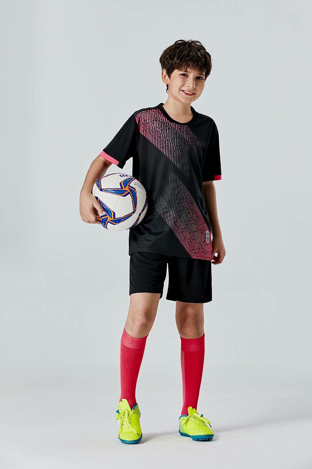 

#0118 Football uniform men+kids soccer Jersey printing team custom track and field sports short-sleeved shirt, Black;yellow