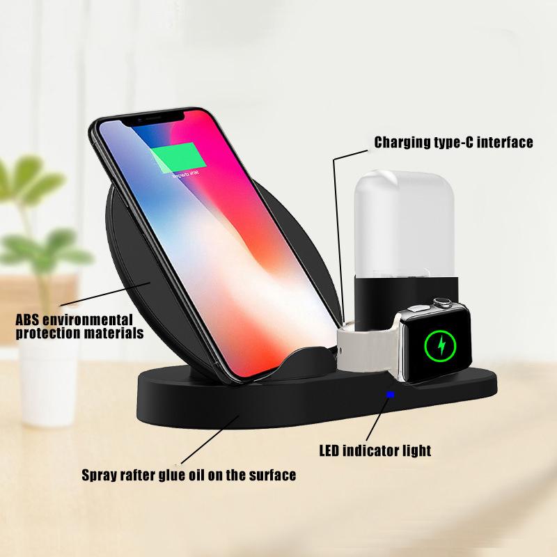 

Cell Phone Mounts & Holders 3 In 1 QI Wireless Charger Charging Dock Station Stand For Mobile Watch Earphone LFX-ING
