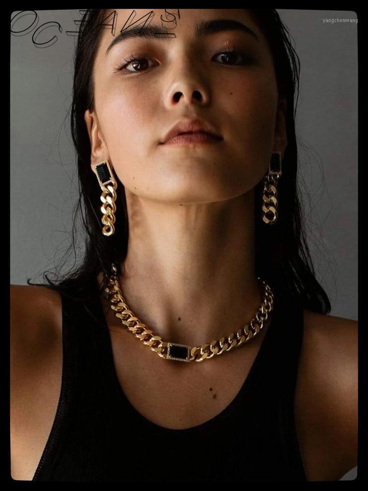 

SexMara 20FW FANDHJEWELLERY Natural Black Design Exaggerated Retro Thick Chain Choker Necklace For Women Girls Jewelry Chains