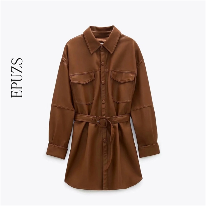 

winter faux PU leather jacket women fur motorcycle coat Streetwear Punk black logn sleeve biker jackets 210521, Khaki