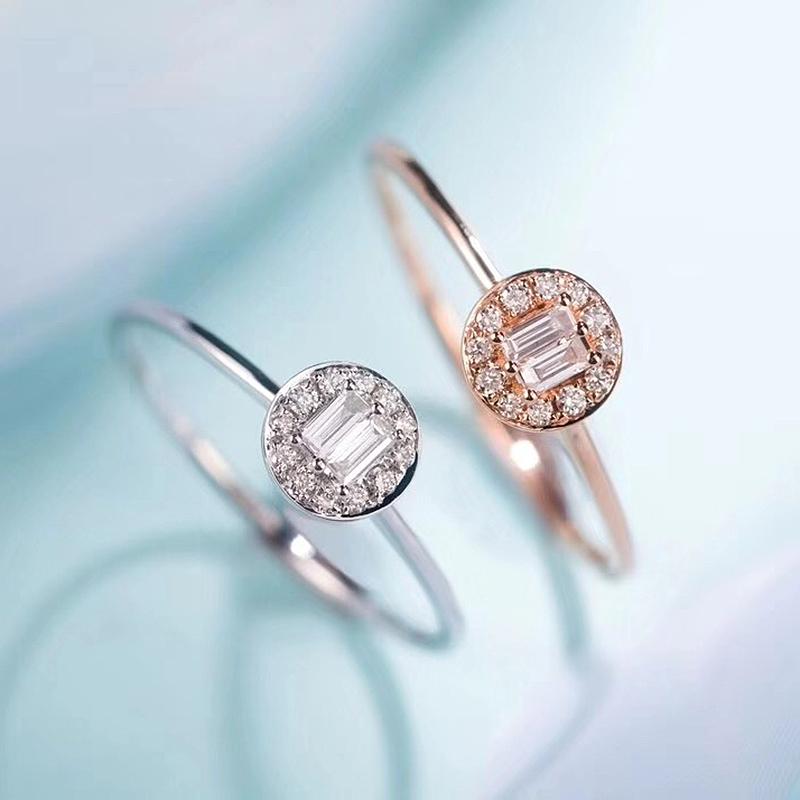 

Cluster Rings Real Solid 18k White Gold 0.17cttw Natural Diamond Light Luxury Small Fresh Birthday Gift For Women, Golden;silver