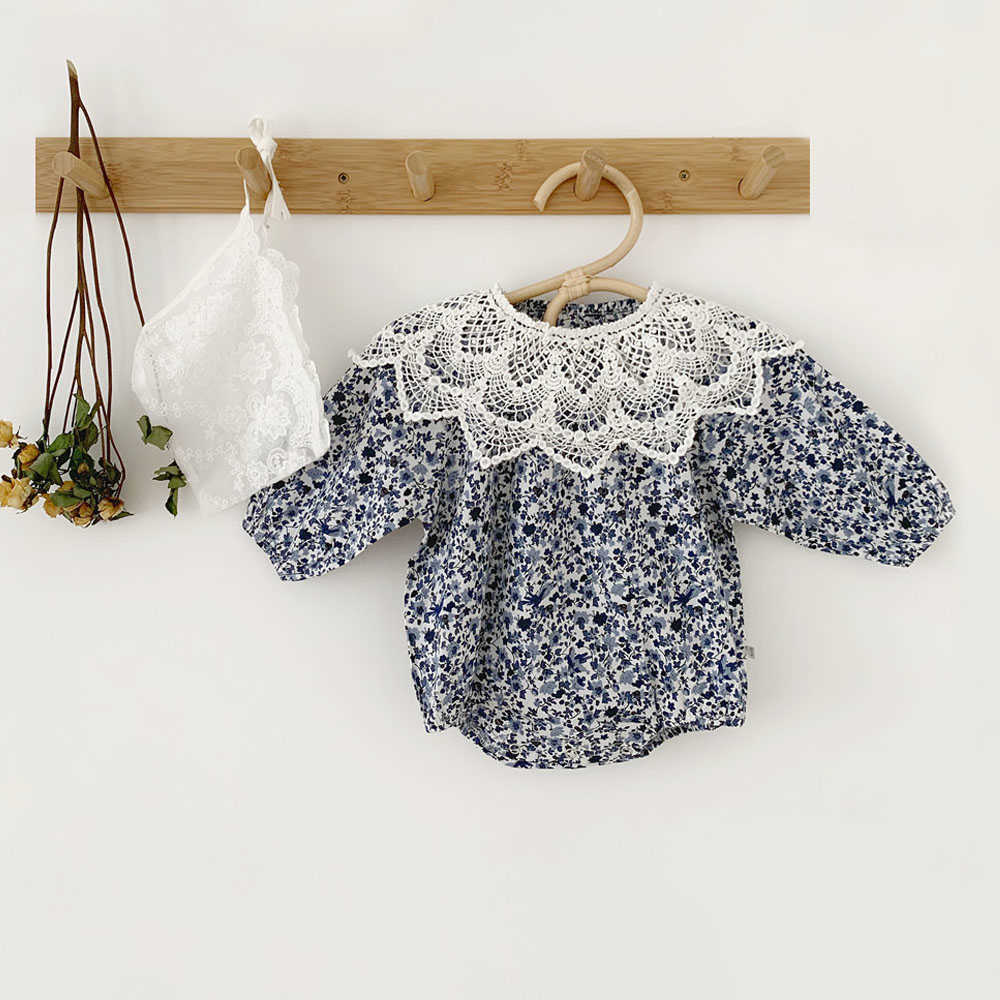 

Vintage Floral Baby Girl Rompers 3pcs Baby Girls Clothes Sets Jumpsuit Romper+Hats 0-24M Ifant Autumn born Outfits Sets 210722