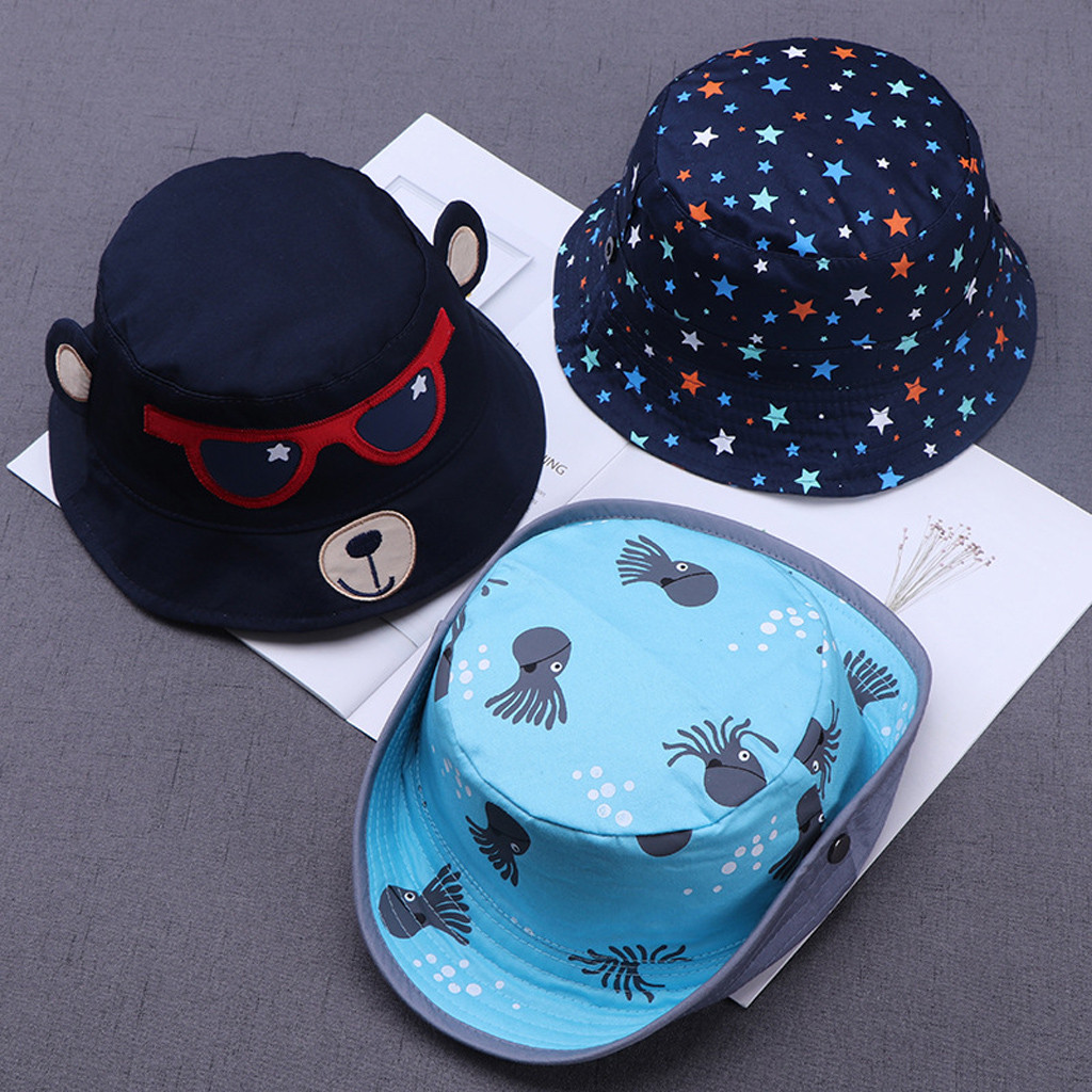 

2021 Toddler Summer Bucket Hat Fisherman Hat Toddler Kids Baby Boy Girl Cartoon Print Soft Visor Bucket Eaves Cap Pots Hat#4