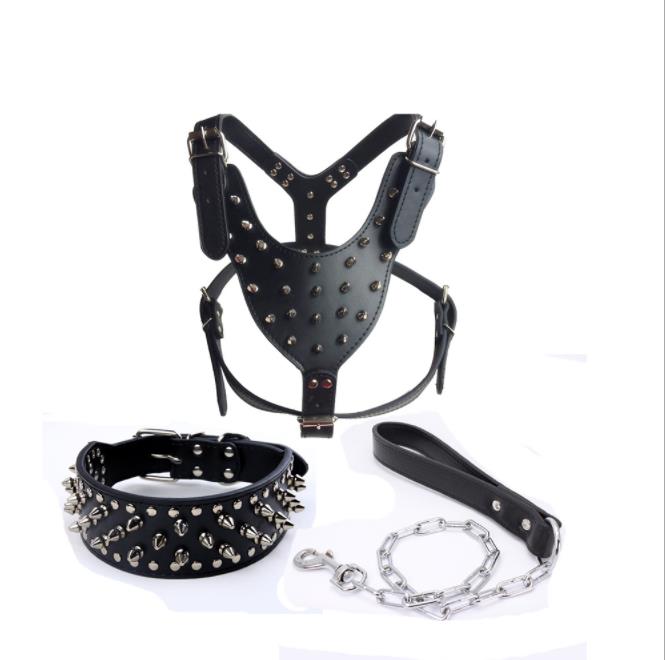 

Cool Spiked Studded Leather Dog Harness Rivets Collar And Leash Set For Medium Large Dogs Pitbull Bulldog Bull Terrier 2 Bbyxek Hqpxw Cjjks