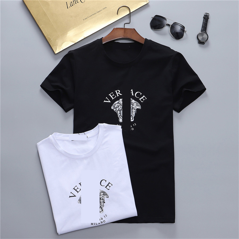 

Summer Men T-Shirts Cotton Shirts Solid Color Short Sleeve Tops Slim Breathable Men's streetwear Male Tees size XXXL clothes P76, White;black
