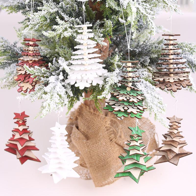

Christmas Decorations Cristmas Snowflake Jingle Bells Crafts Wooden Pendant Hanging Ornaments Tree For Home Noel Year 2022