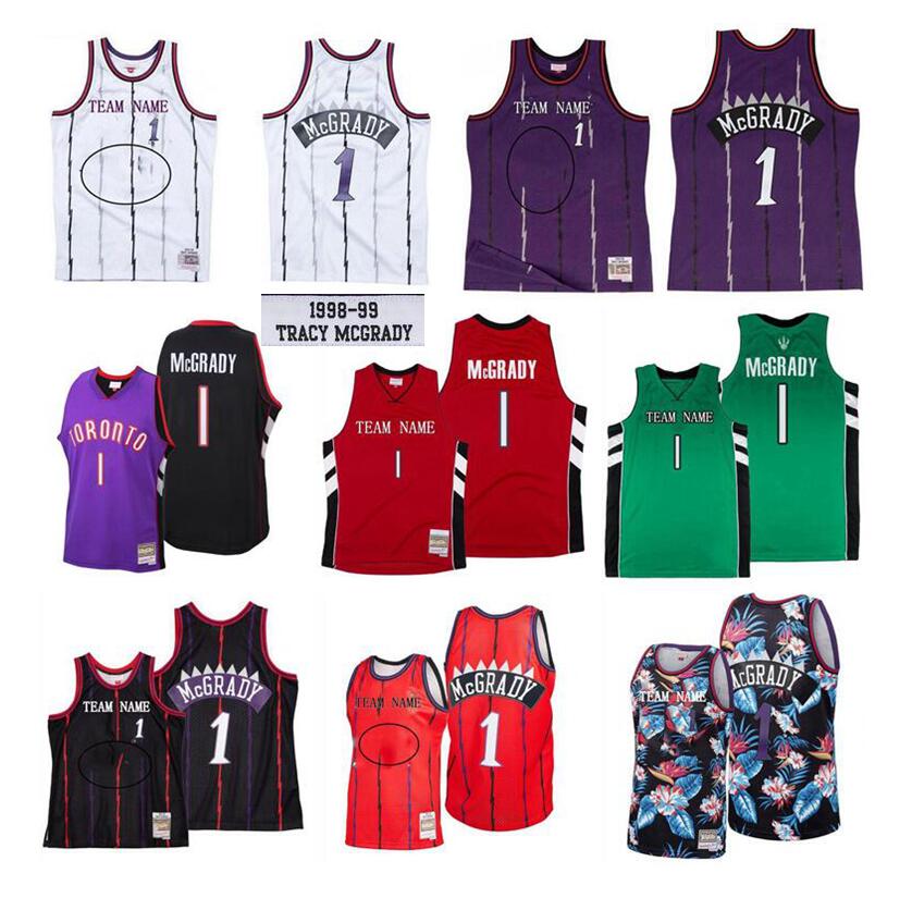 

Custom S-6XL Men women youth stitched basketball jerseys Tracy 1 McGrady jersey White purple black Mitchell & Ness 1998-99-00 Hardwoods Classics retro wear, Custom jersey