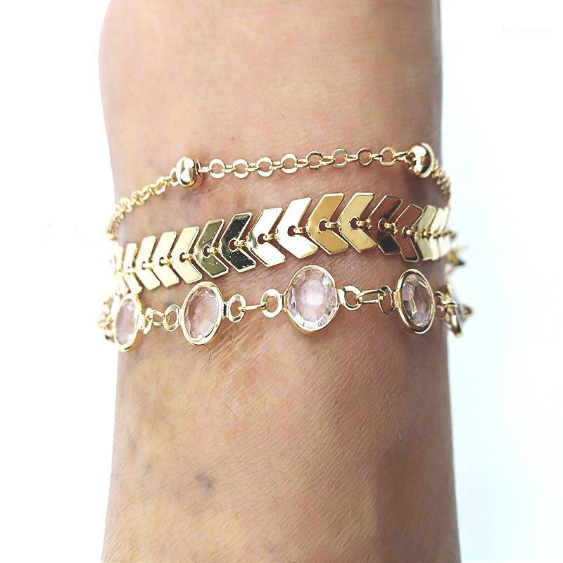 

Link, Chain 3 Pieces/set Crystal Sequins Set Ladies Bracelet Beach Dresses Feet Retro Statement Sandallets Summer Bohemian Style Je, Black