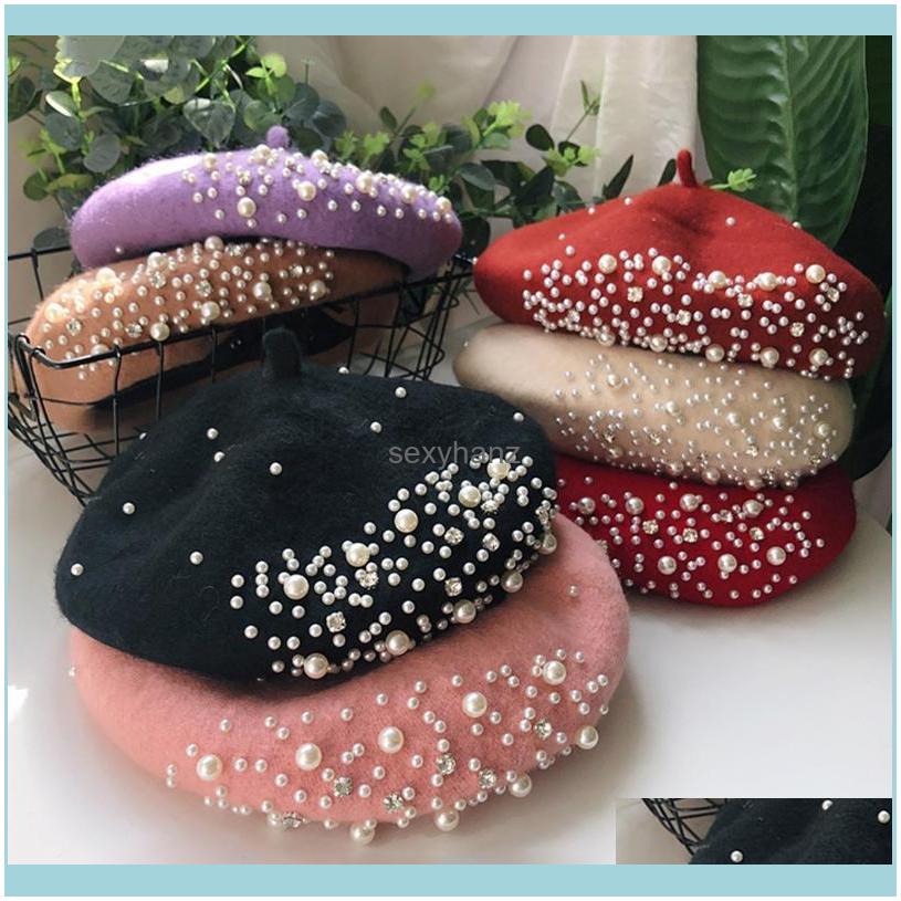 

Hats Hats, Scarves & Gloves Fashion Aessories Berets Arrivals Winter Warm Pearl Rhinestone Beret Hat Classic Beanie Caps French Casual For W, Red