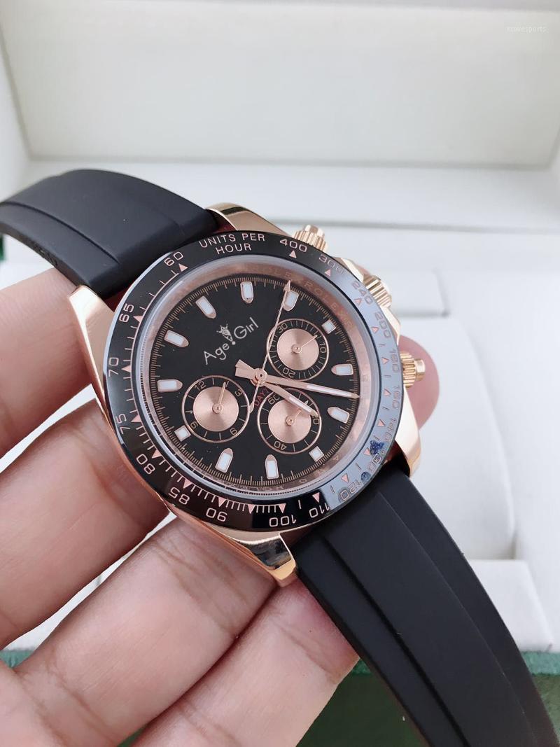 

Luxury Black Rubber Leather Men Watch Sapphire Automatic Mechanical Rose Gold Grey Watches Ceramic Bezel Sport 40mm Wristwatches, White