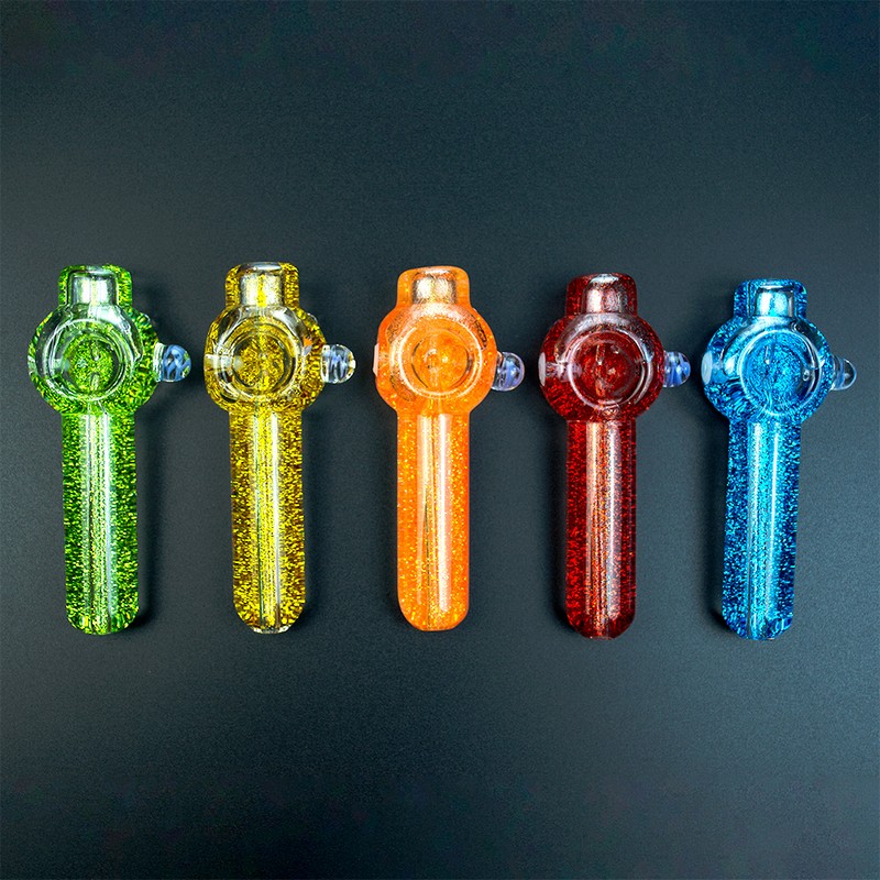 

4" Glycerin Glass Tobacco Hand Pipes 70g Beautiful Water Bong Smoking Accessories Oil Burner Spoon Good Gift