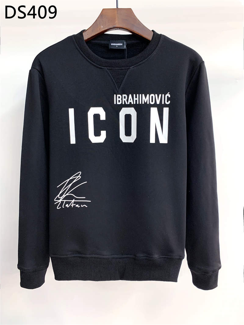 

2021 Autumn And Winter New Arrivals D2 Mens Luxury Designer Street Hoodies Long Sleeve Print Sweatshirts Dsquare Men's Clothing DS409, Black