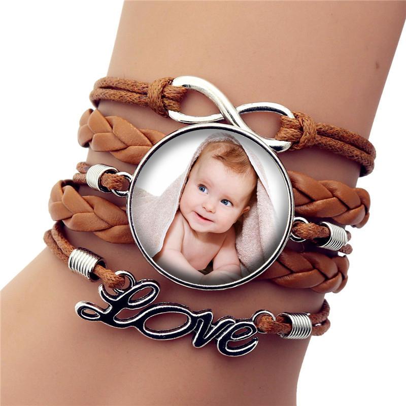 

Charm Bracelets Custom Handmade Leather Bracelet Po Of Your Baby Child Mom Dad Grandparent Loved Gift For Family Jewelry