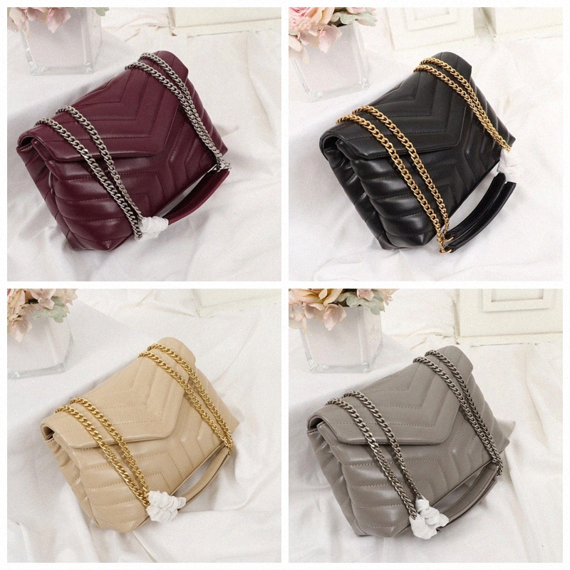 

designer handbags square fat LOULOU chain bag real leather women's large-capacity shoulder bags high quality quilted messenger O1bA#