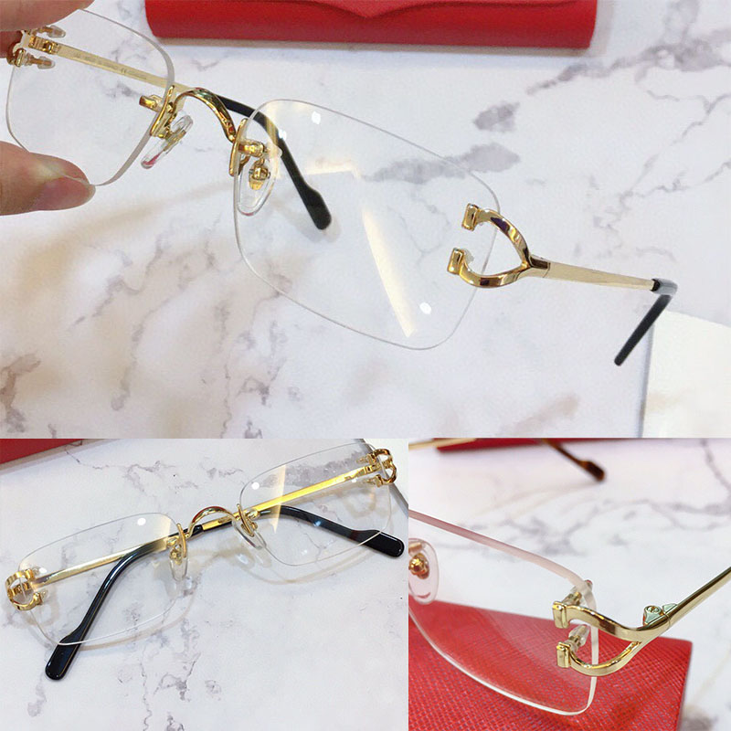 Optical Eyeglasses For Men and Women Retro Style 2452234 Anti-blue light lens Square plate Frameless with box