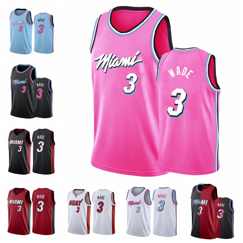 

MiamiHeatMEN Dwyane Wade #3 City Vice Night Basketball Jersey, Black