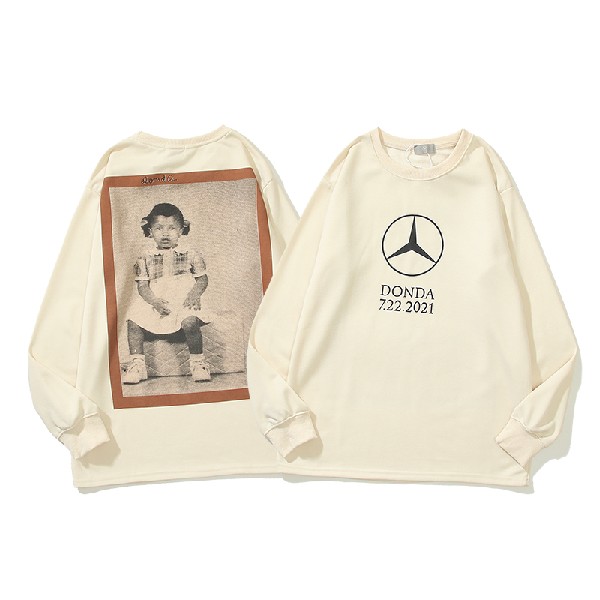 

2021 Sweatshirts Kanye West Donda ATL exclusive Tee album portrait peripheral long-sleeved T-shirt C2276, Khaki