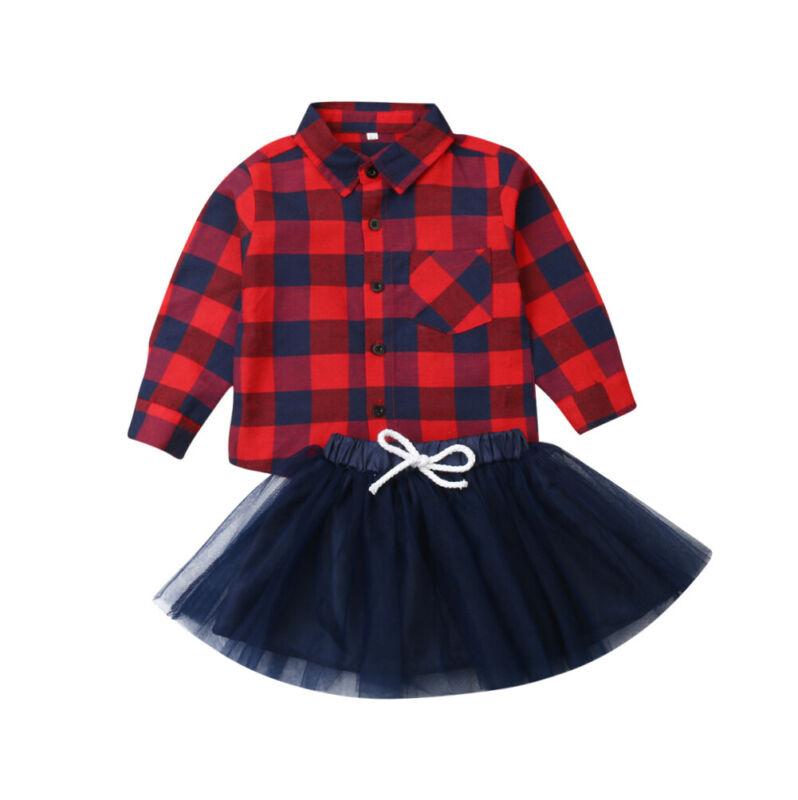

Clothing Sets 3M-4Y Toddler Born Baby Girls Set Christmas Red Plaid T Shirt + Tulle Skirts Autumn Outfits Xmas Costumes, White
