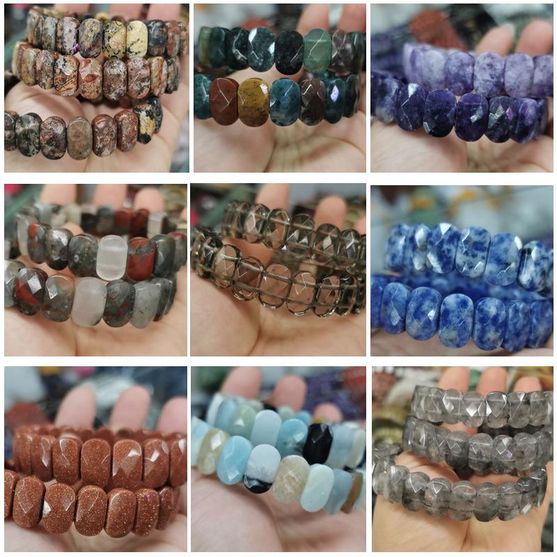 

Bangle Natural Stone 9*16mm Tiger Eye Amethyst Bead Buddha Bracelets Retro Style DIY Jewelry Energy Bangles Stretch Chain