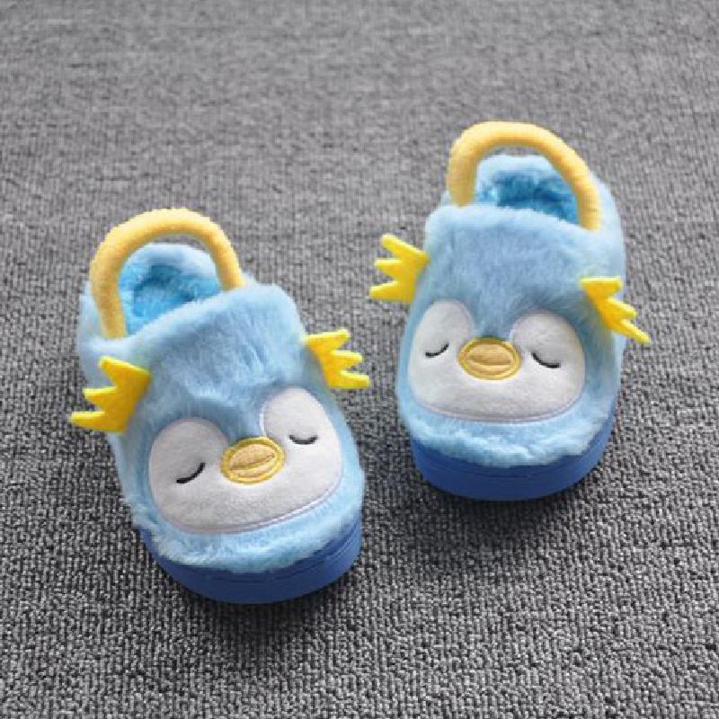

Slipper Winter Indoor Cartoon Children Shoes Warm Girls Fur Home Slippers For Toddler Kids Boys Non Slip Cotton Shoe, Black;grey