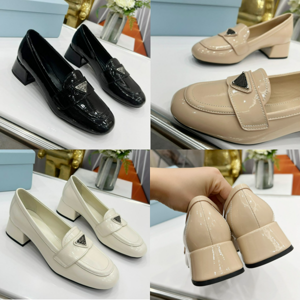 

Designer shoes Ladies loafers Women Boat shoe leather round toe Casual Shoes All-match Tricolor White black brown With box Size 35-40