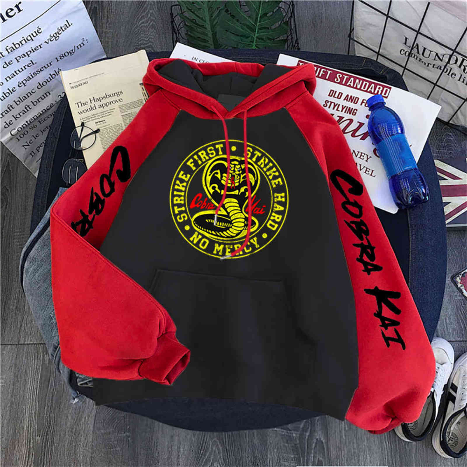 

Cobra Kai Fashion Street Printing Men Hoodie Autumn Fleece Warm Sweatshirts Pocket Pullover Hoody Comfortable Raglan Hoodie Man Y211118, Dark blue gray