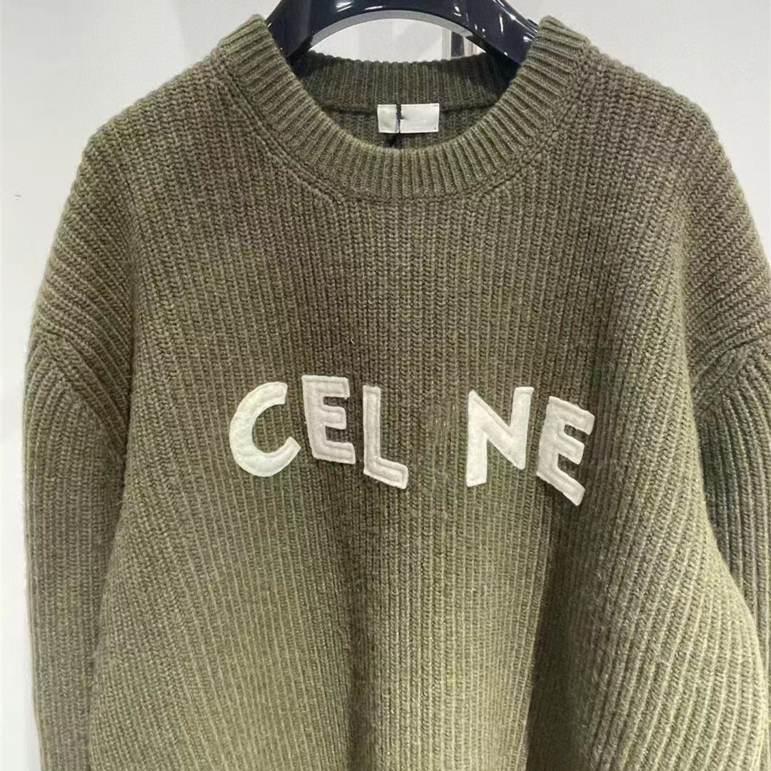 

Fashion yangmen CE' new letter pasted cloth Pullover long sleeve round neck men' and women' neutral wool loose lazy sweater, White