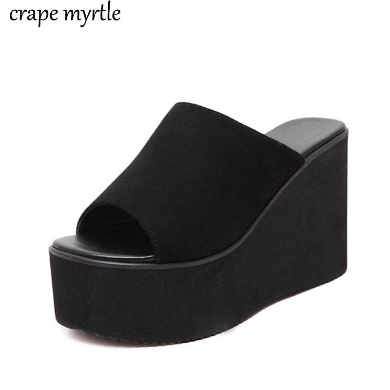 

Slippers Summer Wedge Sandalias Flip Flop Plataforma Women Slipper Ladies Outside Shoes Sandals YMA794, Black
