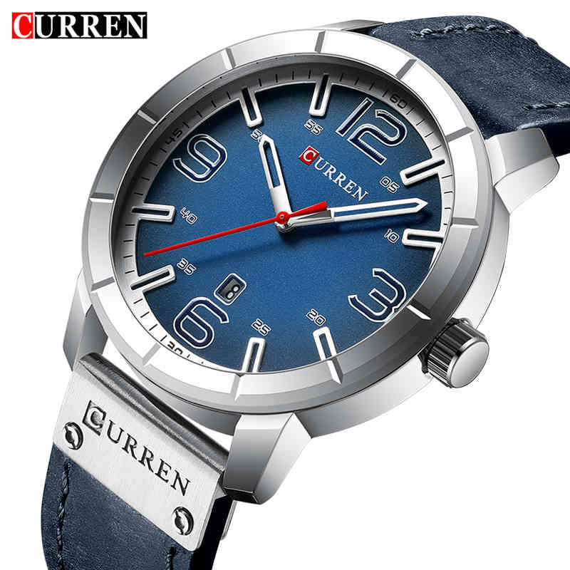 

CURREN Watches Men Military Sport Wacth Men's Leather Waterproof Date Wristwatch Fashion Quartz Male Clock Relogio Masculino 210517, Silver green