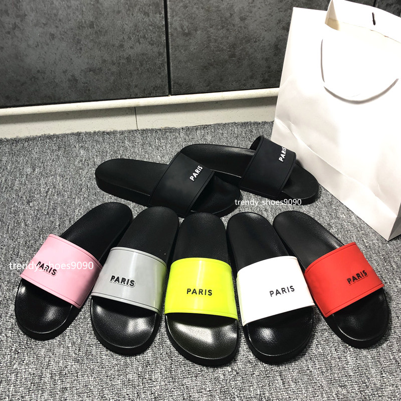 

2022 [With Box] Top Quality Paris Fashion Slippers Mens Womens Flip Flop Summer Rubber Sandals Beach Slide Scuffs Indoor Shoes Size EUR36-46