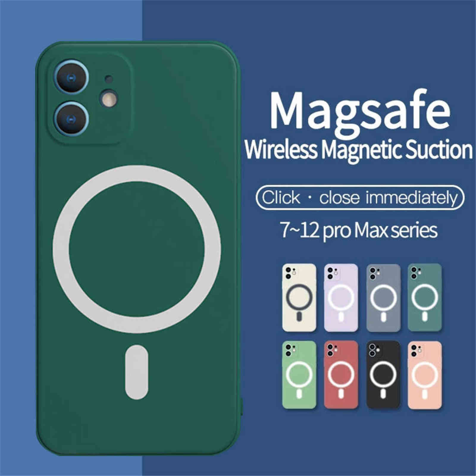 

Liquid Silicone Magnet Case for iPhone 12 13 Pro 11 Pro Max 11Pro X Xs Xr 7 8 Plus Mini SE Wireless Charger Magsafing Soft Cover Y1028