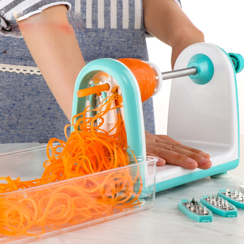 

Spiral Vegetable Slicer with 5 Stainless Steel Blades Potato Carrot Vegetable Spiral Slicer Grater Chopper 210319