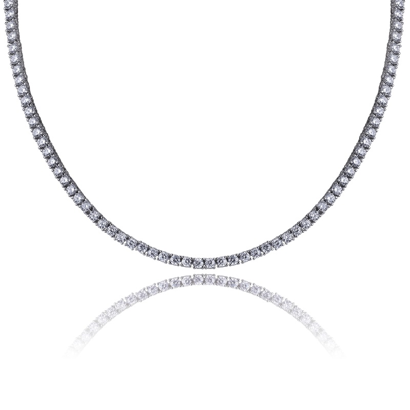 

3mm Iced Out Bling Zircon 1 Row Tennis Chain Necklace Men Hip hop Jewelry Gold Silver Rose Gold Charms 20 T2