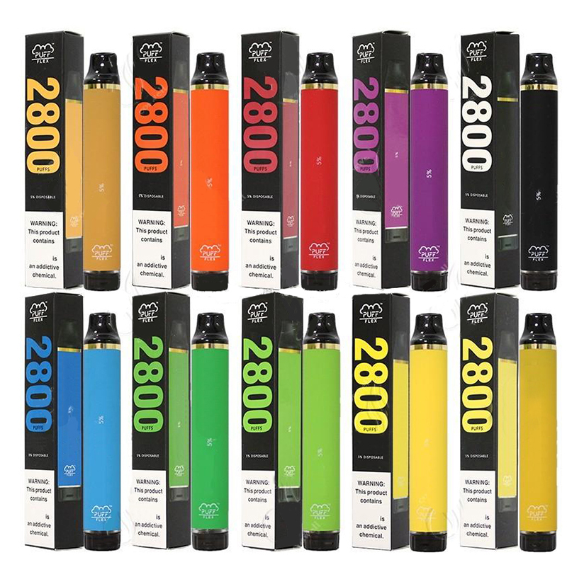 

Puff Flex 2800 Puffs Disposable Vape Pen E Cigarette Kit With 1500mAh Battery 10ml Pod Cartridge PuffBars VS Bang XXL Switch