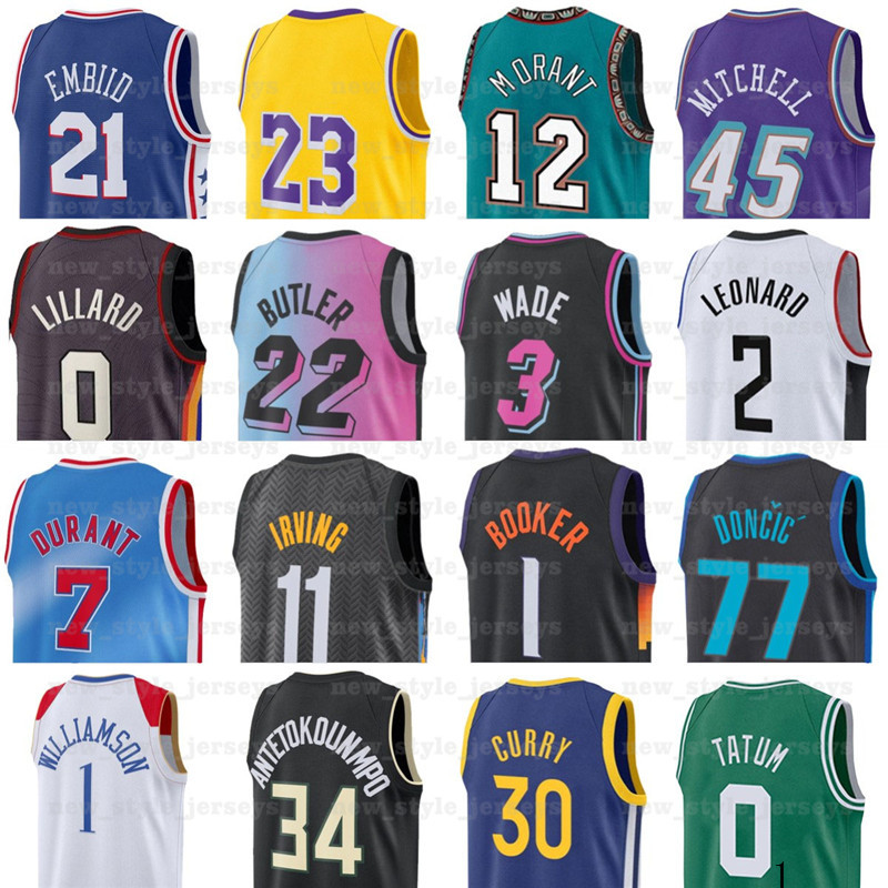 

Kevin Kyrie Harden Durant Irving Antetokounmpo Basketball Jerseys Booker Dwyane Ja Luka Morant Doncic Wade Kawhi z1 Leonard George Luka Joel Doncic Embiid Carter, Men