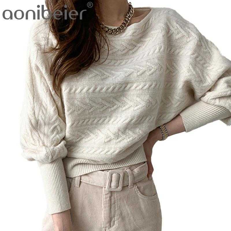 

Autumn Winter Women Casual Solid Color 2 Piece Set Round Neck Soft Minimalist Pullover Sweater Corduroy Lace Up Pants 210604, Beige