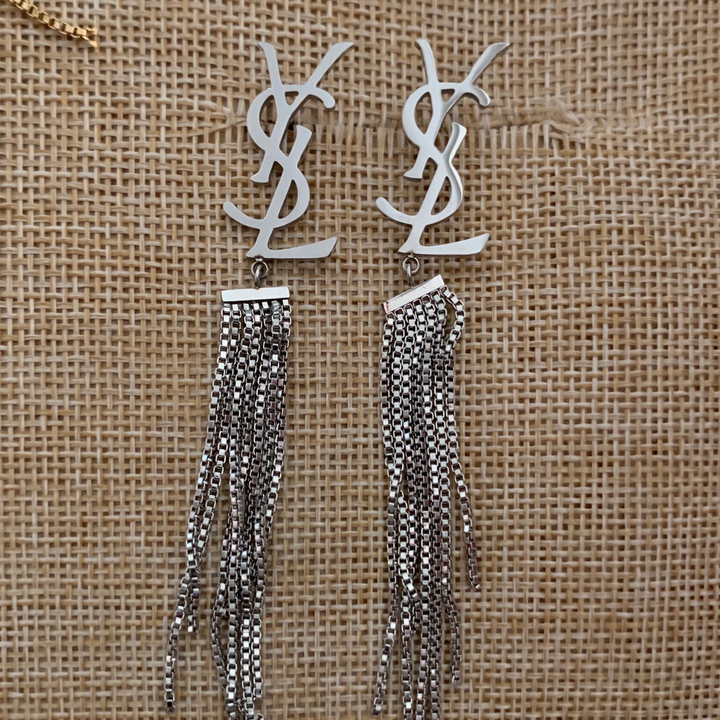 

2021 trendy stainless Steel Dangle silver rose gold plated extra long tassel Letter chain earrings wedding jewelry girls women love gift