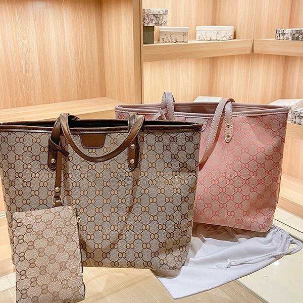 

new bag women's fashion embroidery large capacity portable Tote sling single shoulder texture shopping clearance sale, Brown