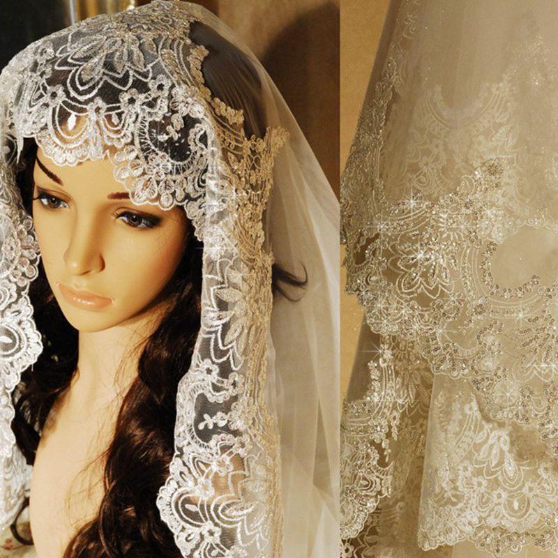 

Bridal Veils White Ivory Wedding Lace Edge Sluier Bride Veil Velos De Novia Largos Accessories