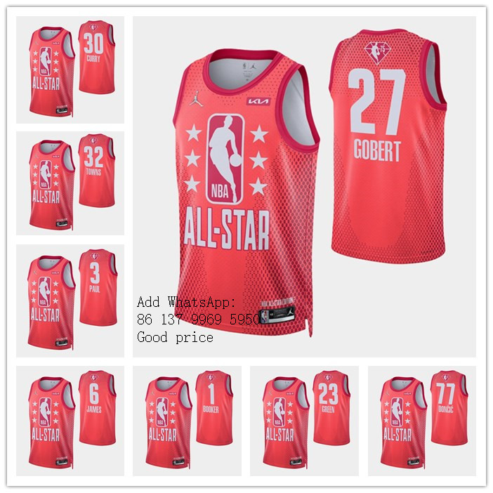 

Custom Lakers''Men women youth 2022 All-Star LeBron James''Ja Morant''Nikola Jokic Maroon 75TH Jersey